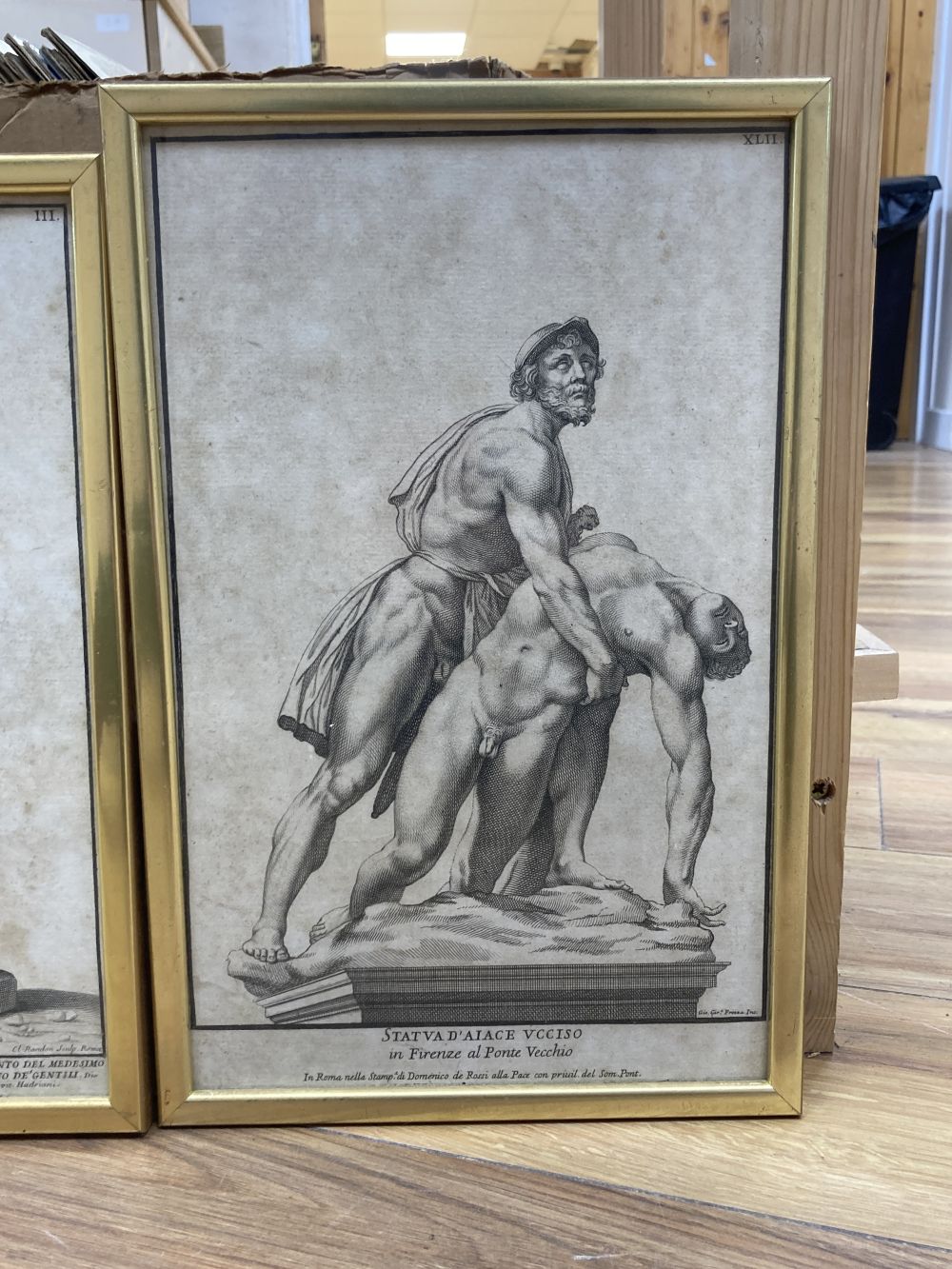 Three Old Master engravings, Studies of statuary, largest 34 x 21cm